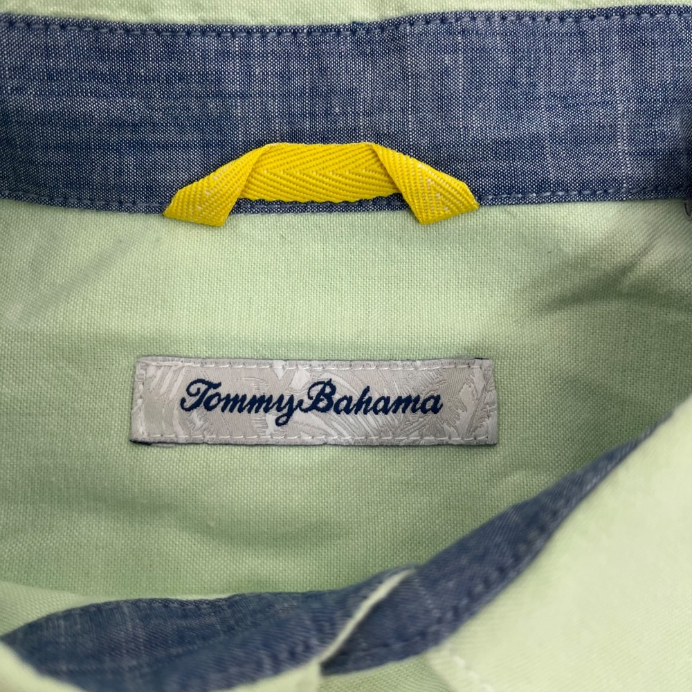 Tommy Bahama Men’s‎ L Lime Green Stretch Shirt Long Sleeve Tropical Casual - Picture 2 of 10